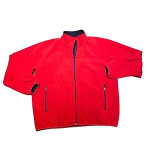 Lands End Mens XL bright Red Super Soft Fleece Jacket/Coat